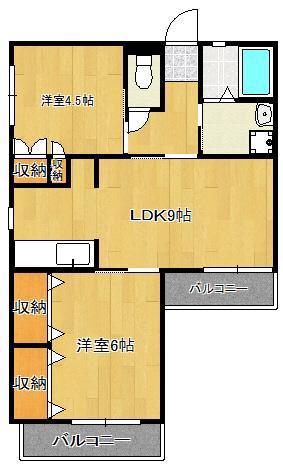 グリーンガーデンハイツ到津(2LDK/2階)の間取り写真