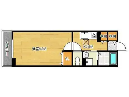 エヴァーグリーンP(1K/1階)の間取り写真