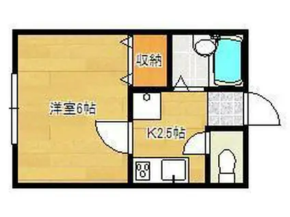 MOON朝日ヶ丘A棟(1K/2階)の間取り写真