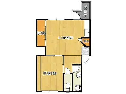 ヒルズ到津(1LDK/1階)の間取り写真