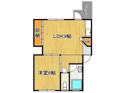 ヒルズ到津(1LDK/3階)の間取り写真