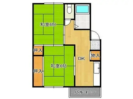 ヒルズ到津(2DK/2階)の間取り写真