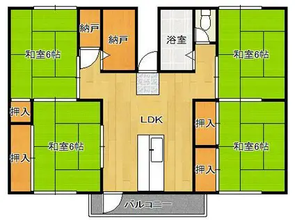 ヒルズ到津(4LDK/3階)の間取り写真