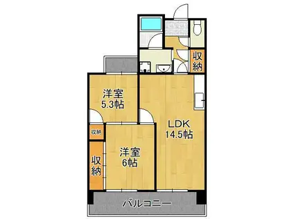 第17共立ビル(2LDK/13階)の間取り写真