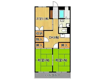 杏林ビル(3DK/5階)の間取り写真