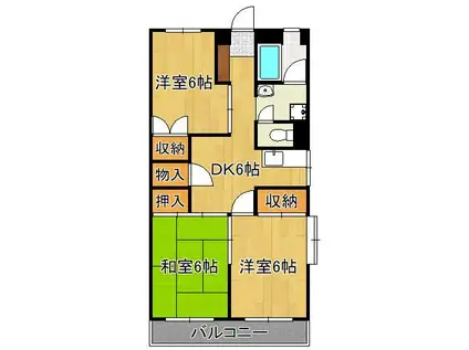 杏林ビル(3DK/5階)の間取り写真