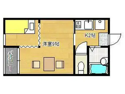 MOON下到津C棟(1K/2階)の間取り写真