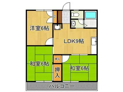 オアシス井堀(3LDK/1階)の間取り写真