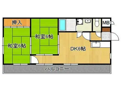 プレアール金田(2DK/3階)の間取り写真