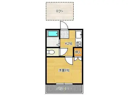 Eハイツ緑(1K/2階)の間取り写真