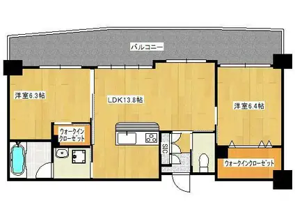 ヴェールヴァン田町(2LDK/6階)の間取り写真