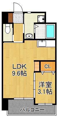 アンテス上到津(1LDK/8階)の間取り写真