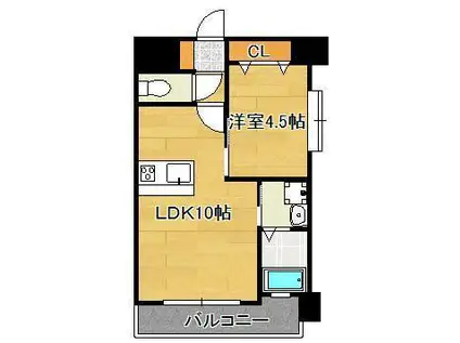 アンテス上到津(1LDK/8階)の間取り写真