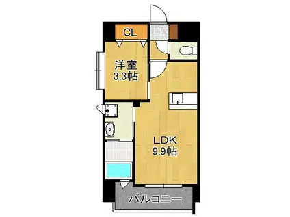 アンテス上到津(1LDK/9階)の間取り写真