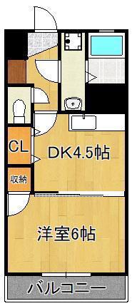 有田ビル(1DK/2階)の間取り写真