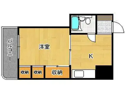 ハイツ清水(1K/4階)の間取り写真