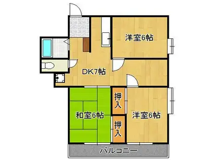 オアシス下到津(3DK/3階)の間取り写真