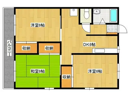 オアシス下到津(3DK/4階)の間取り写真