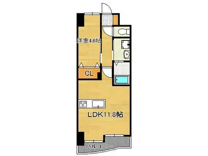 レジナスイート田町(1LDK/6階)の間取り写真