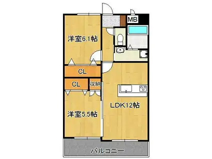 リブラ ブライト(2LDK/10階)の間取り写真