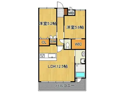 リブラ ブライト(2LDK/3階)の間取り写真