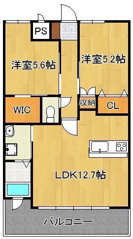 リブラ ブライト(2LDK/7階)の間取り写真