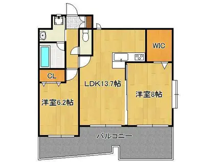 サンシャイン プリンセス 北九州(2LDK/14階)の間取り写真