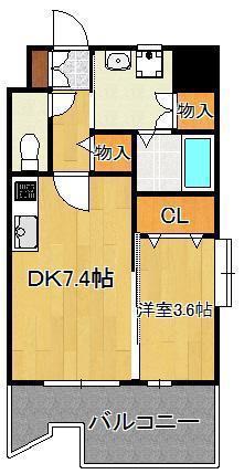 サンシャイン プリンセス 北九州(1DK/2階)の間取り写真