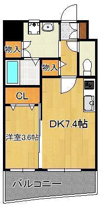 サンシャイン プリンセス 北九州(1DK/2階)の間取り写真
