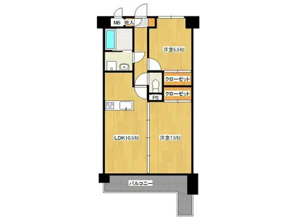 LEON篠崎 Ⅰ棟(2LDK/3階)の間取り写真