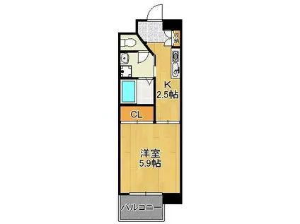 CASA・FLEUR(1K/3階)の間取り写真