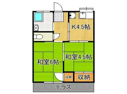 竹中アパート(2K/2階)の間取り写真