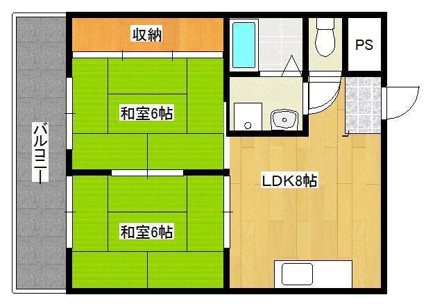スリム西小倉(2LDK/4階)の間取り写真