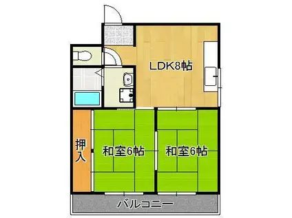 スリム西小倉(2LDK/4階)の間取り写真