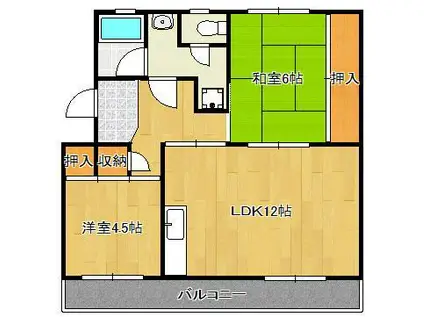 アブニール篠崎第一ビル(2LDK/3階)の間取り写真