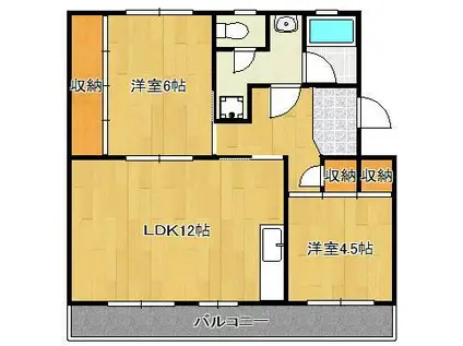 アブニール篠崎第一ビル(2LDK/1階)の間取り写真