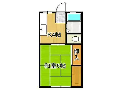 ヤングハイツアイリス(1K/2階)の間取り写真