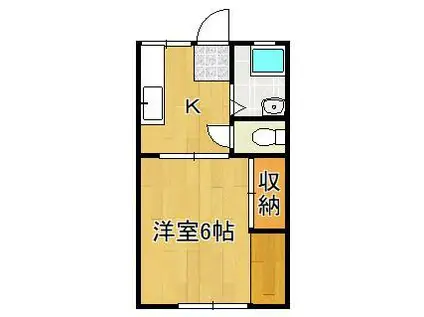 ヤングハイツアイリス(1K/1階)の間取り写真