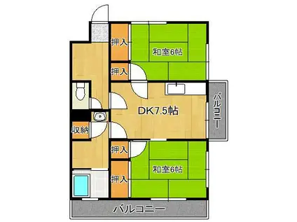 酒井愛宕ビル(2DK/3階)の間取り写真