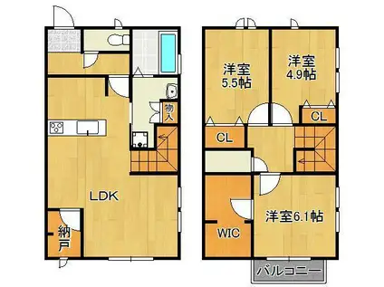 シンフォニア木町 A(3LDK/1階)の間取り写真