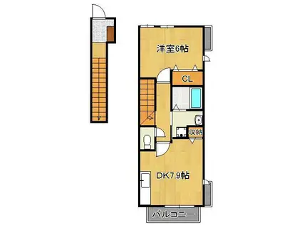 ベルニーニ(1DK/2階)の間取り写真