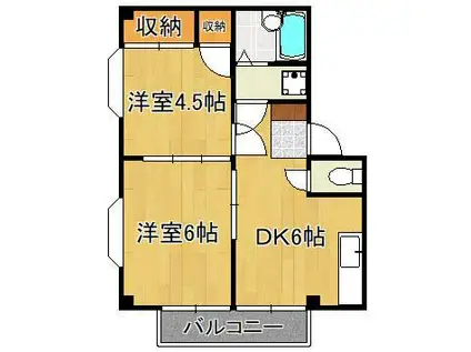 ハイム恵里(2DK/1階)の間取り写真