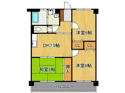 サンフェリカ篠崎(3DK/4階)の間取り写真