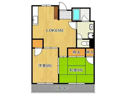 アルファMITSUKO(2LDK/2階)の間取り写真
