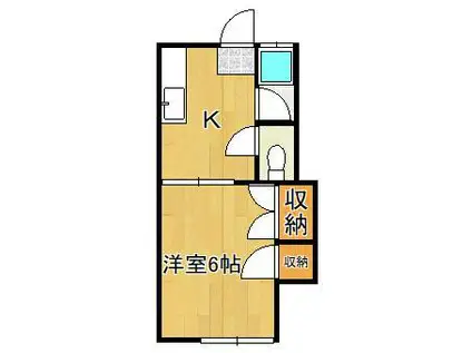 ハイツ到津の森(1K/1階)の間取り写真