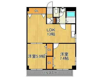 フェルト168(2LDK/5階)の間取り写真