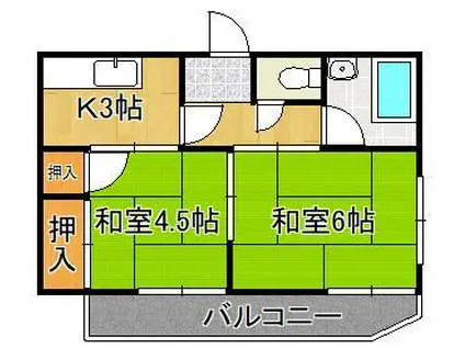 フローレンス南小倉(2K/4階)の間取り写真