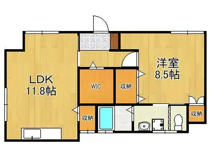 ガーデンハウス(1LDK/1階)の間取り写真