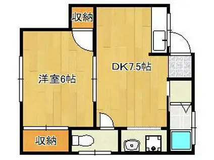 第7カネトハイツ(1DK/2階)の間取り写真