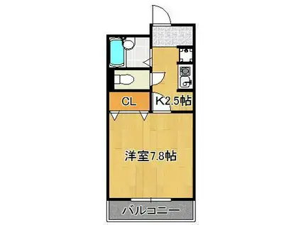 シャルム明石Ⅲ(1K/2階)の間取り写真